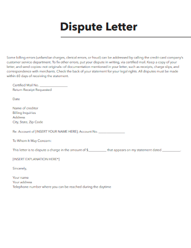 formal dispute letter