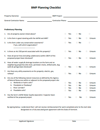 formal planning checklist template