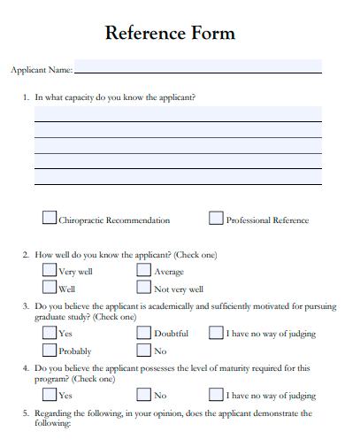 formal reference form template