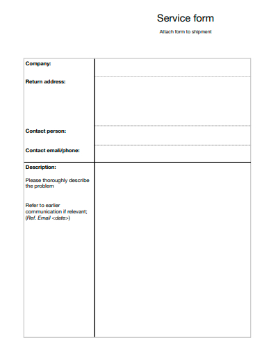 formal service form template