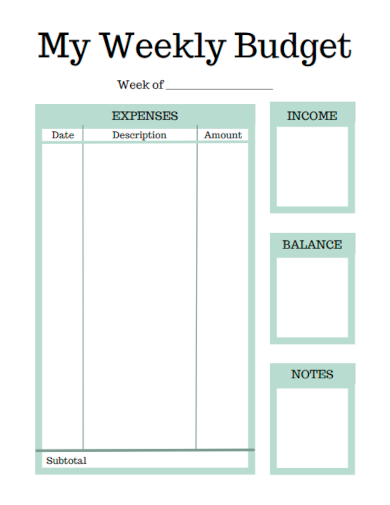 formal weekly budget