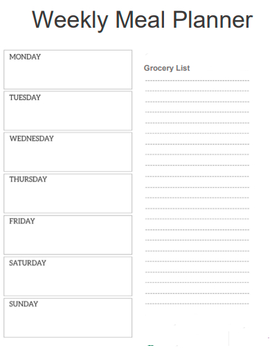 formal weekly meal planner template
