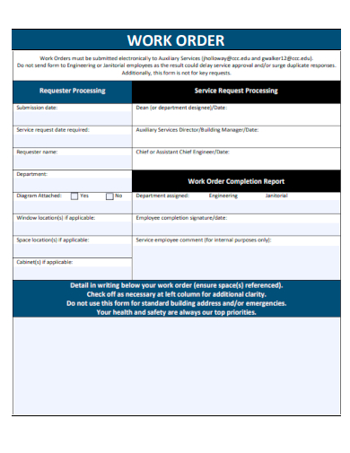 formal work order