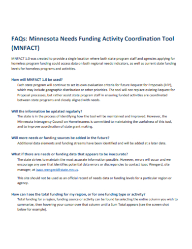 funding activity faq