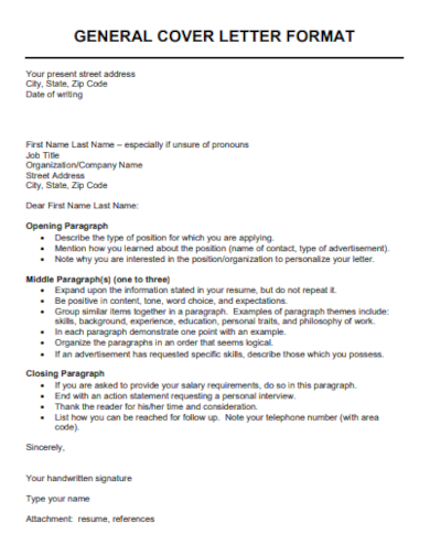 general company cover letter format