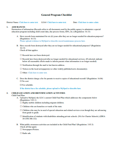 general program checklist template1