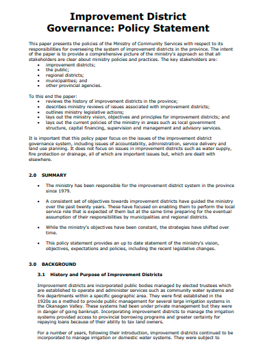 governance policy statement template