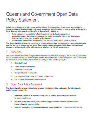 government open data policy statement template
