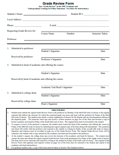 grade review form template