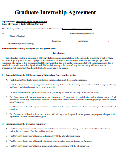 graduate internship agreement template