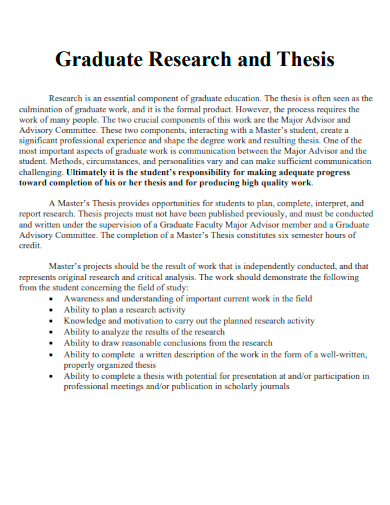graduate research and thesis