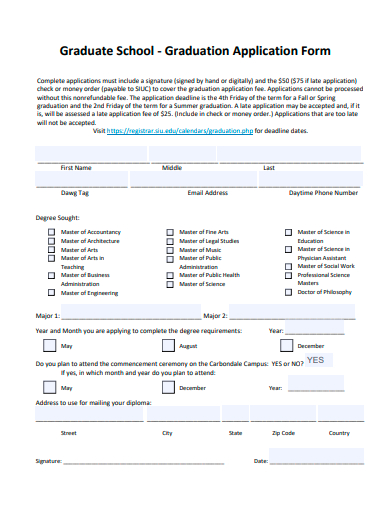 graduate school graduation application form template