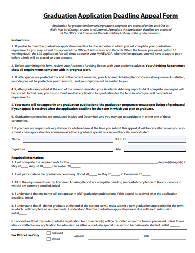 graduation application deadline appeal form template