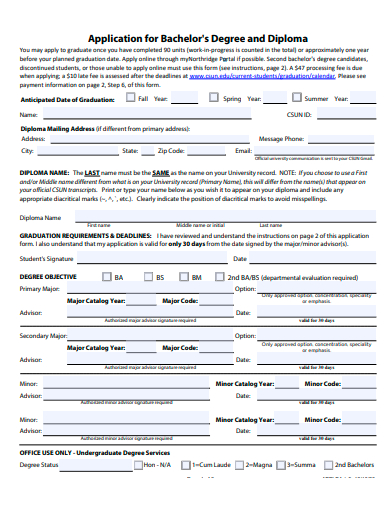 graduation application for bachelors degree and diploma template