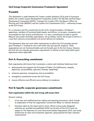 group corporate governance framework agreement template