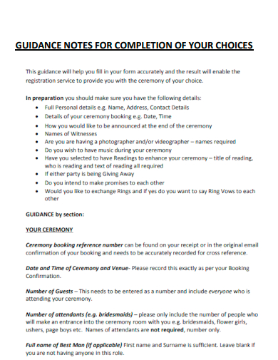 guidance notes for completion of choices