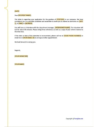 hr invitation letter format