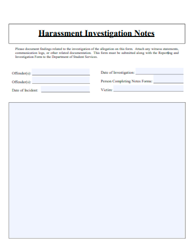 harassment investigation notes