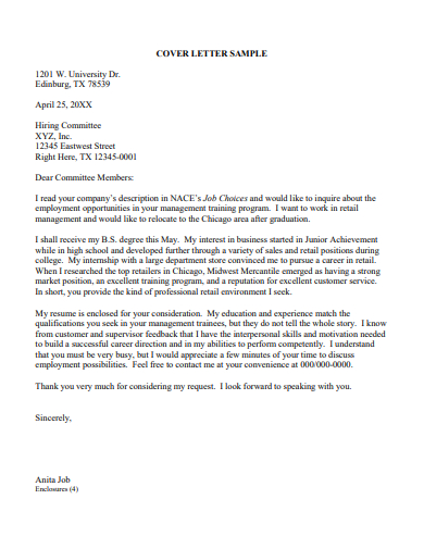 hiring committee short cover letter