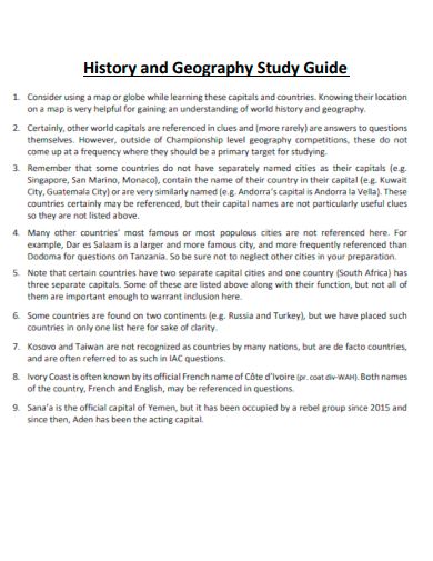 history and geography study guide