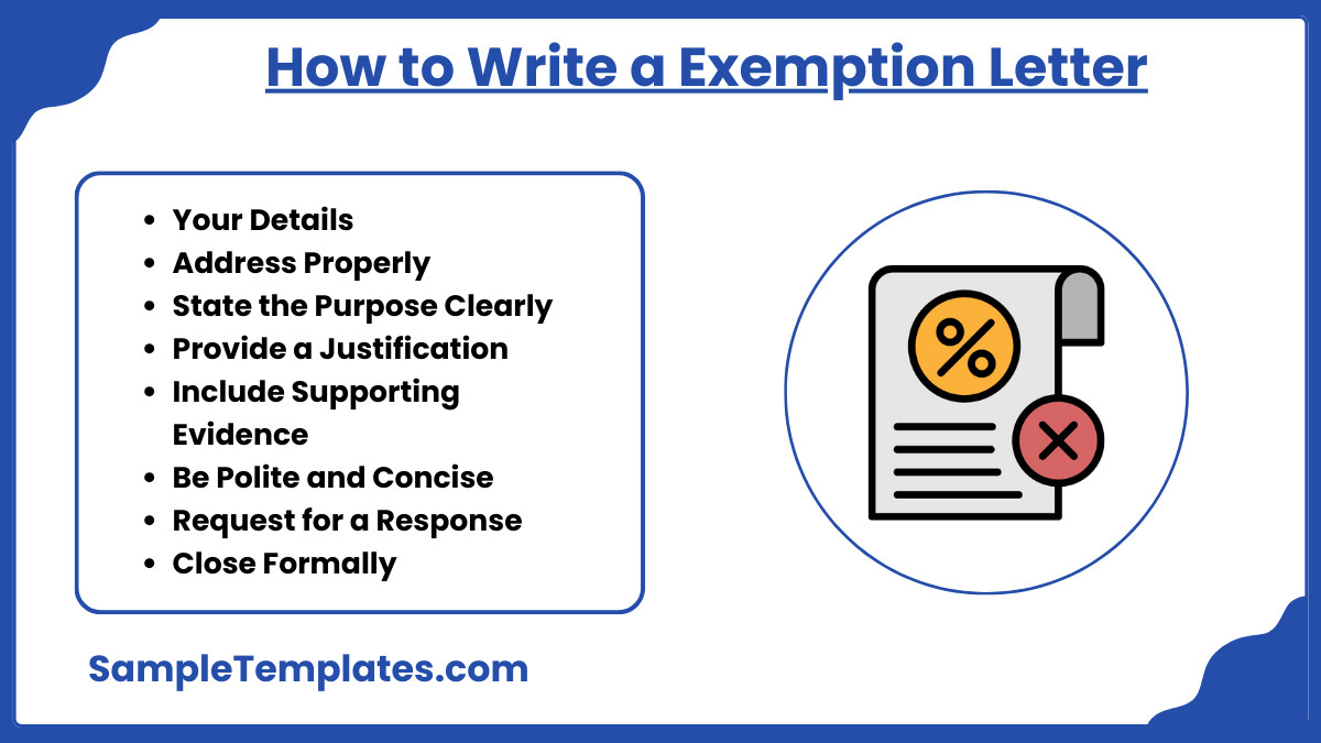 how to write a exemption letter