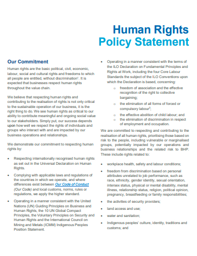 human rights policy statement template