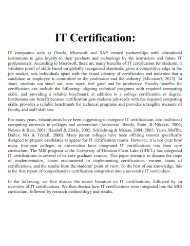 it certification