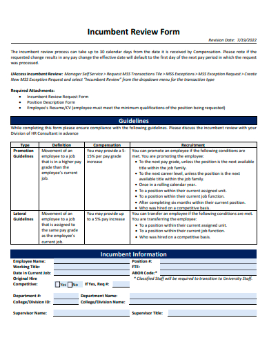 incumbent review form template