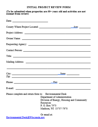 initial project review form template