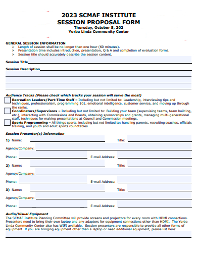 institute session proposal form template