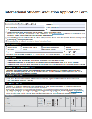 international student graduation application form template