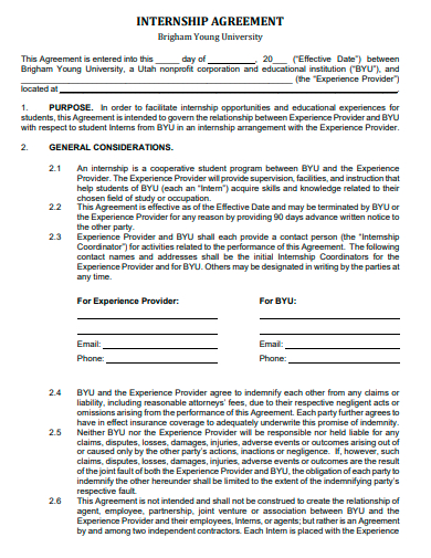 internship agreement format