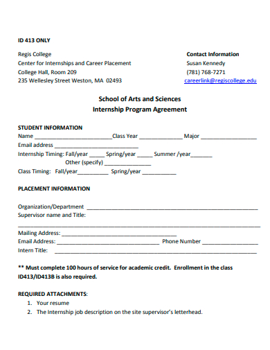 internship program agreement template