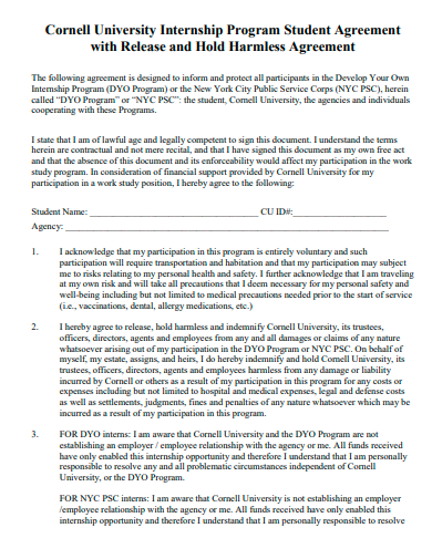 internship program student agreement template