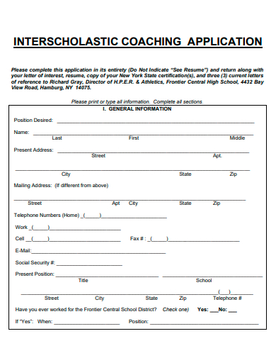 interscholastic coaching application template