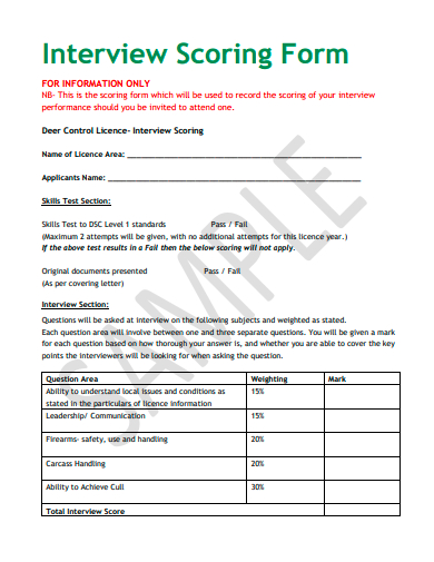 interview scoring form template