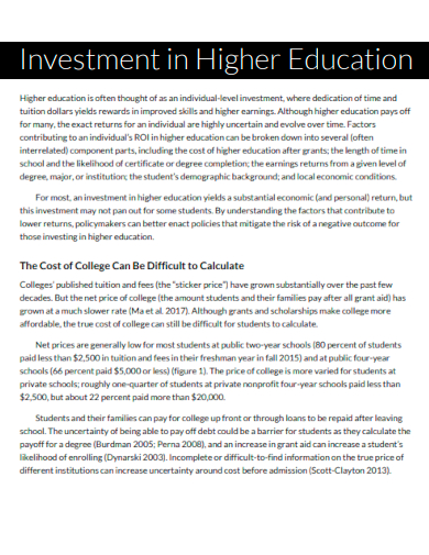 investment in higher education