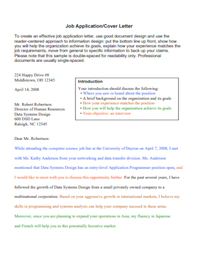 job application short cover letter