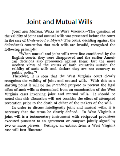 joint and mutual wills