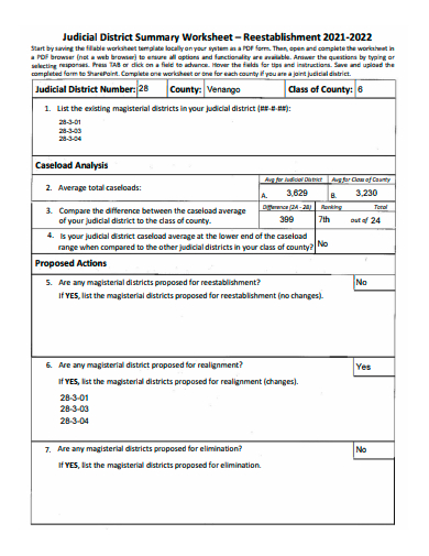 judicial district summary worksheet template