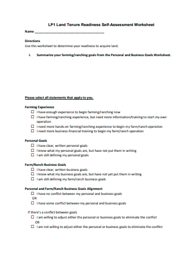 land tenure readiness self assessment worksheet template
