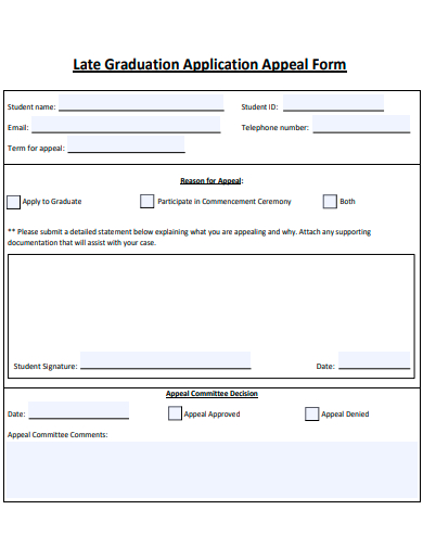 late graduation application appeal form template