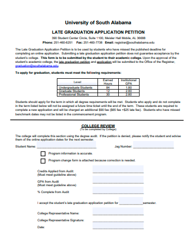late graduation application petition template