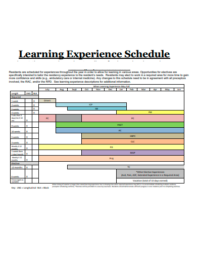 learning experience schedule template