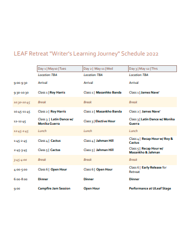 learning journey schedule template