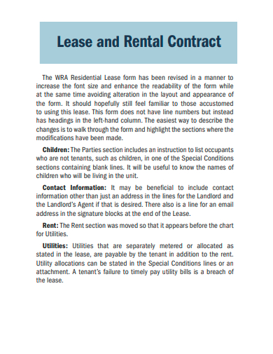 lease and rental contract