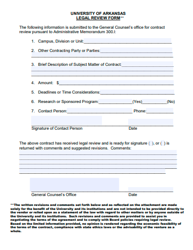 legal review form template