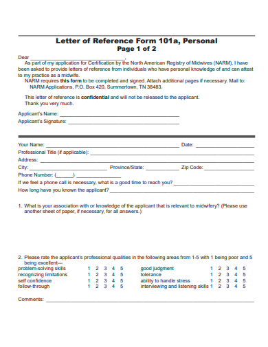 letter of reference form template