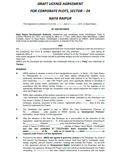 license agreement for corporate plots template