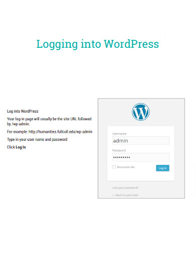 logging into wordpress